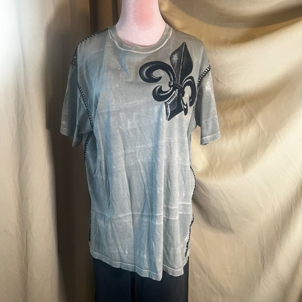 TOKU Mens  Embellished Grey T-Shirt 100% Combed Cotton Size XL